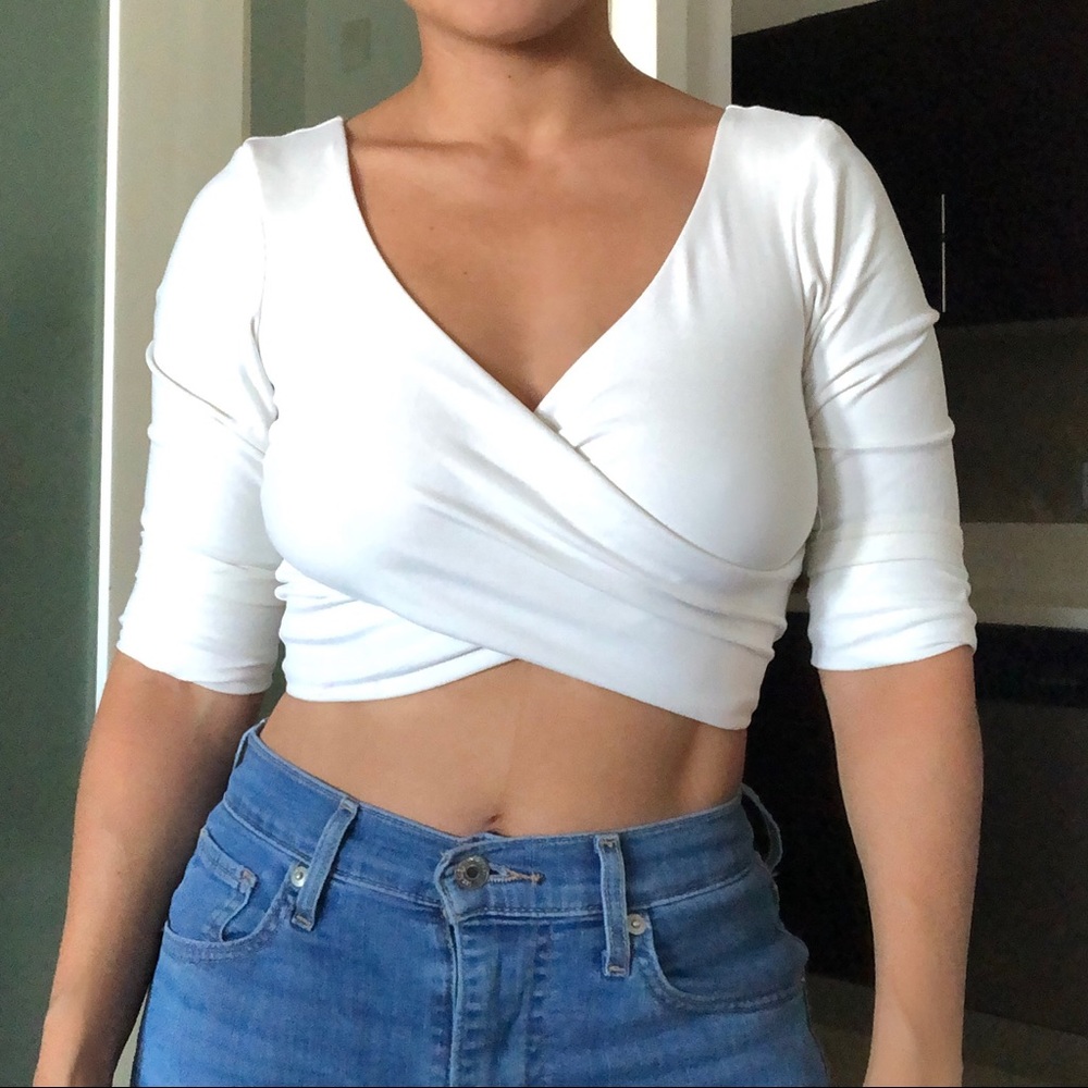 Bebe - Ivory Crop Top